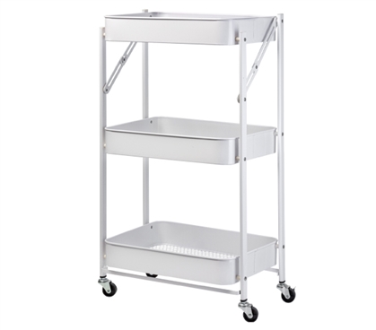 The Collapsible Cart - Dorm 3-Tier Rolling Storage - White