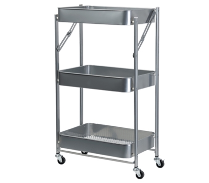 The Collapsible Cart - Dorm 3-Tier Rolling Storage - Gray