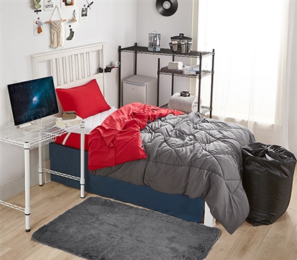 Granite Gray/Cherry Red Reversible College Comforter - Twin XL