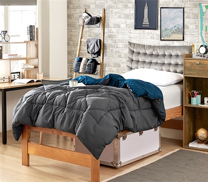 Masculine Dorm Decor Blue and Black Twin XL Comforter Dorm Reversible Bedding Essential