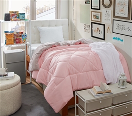 Rose Quartz/Stone Taupe Reversible Twin XL Comforter