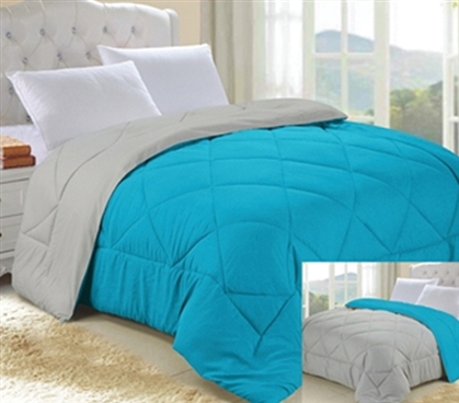 Aqua/Stone Gray Reversible College Comforter - Twin XL