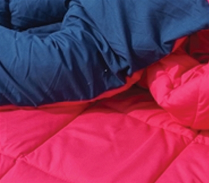 Knockout Pink/Nightfall Navy Reversible College Comforter - Twin XL
