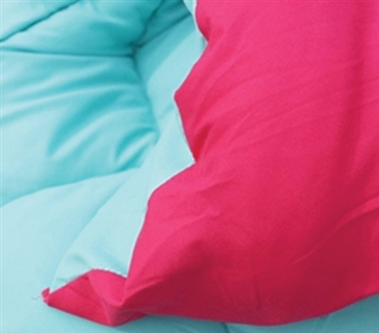Microfiber - Caribbean Ocean/Knockout Pink Reversible College Comforter - Twin XL - Dorm Bedding