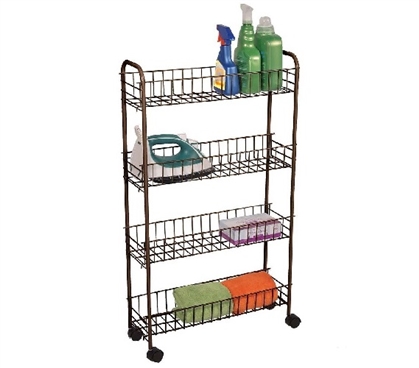 Slim 4-Tier Rolling Storage Cart - Bronze Dorm Room Storage