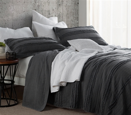 Microfiber Dorm Bedspreads Gray Twin Extra Long Quilt Size College Bedding Neutral Dorm Decor