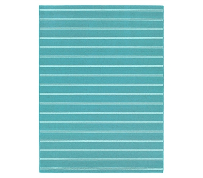 Great Decor For Dorms - Classic Stripes College Rug - Teal - Cover Those Bare Floors