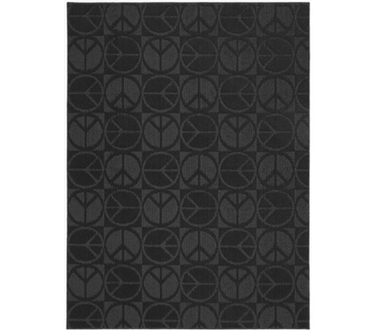 Add Character To Your Dorm - Black Peace Rug - Great For Dorm Floors