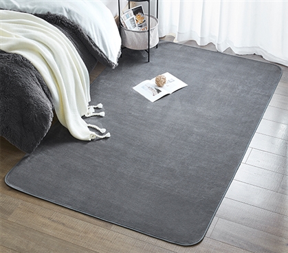 Must Have Dorm Item - Microfiber Dorm Rug - Steele Gray - Keep Floors Soft