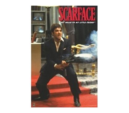 Machine Gun Poster Scarface Merch Masculine Dorm Room Decor Classic Movies for College Students