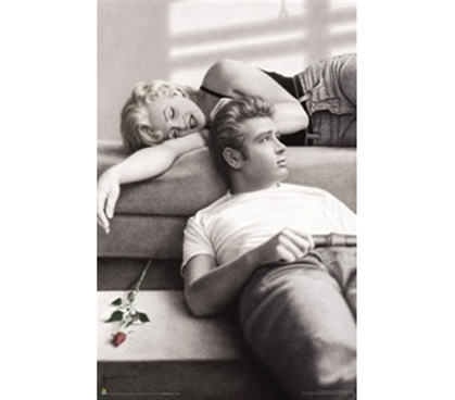 M. Monroe/J. Dean Rose Pose College Dorm Poster James Dean and Marilyn Monroe black and white college poster