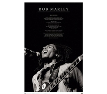 Bob Marley Black & White Stage College Dorm Poster cool Bob Marley on stage in black white photo dorm room poster