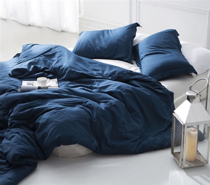 Twin XL Supersoft Bedding Essential Comfortable Dorm Room Duvet Cover Stylish Nightfall Navy