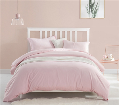 Beautiful Pink Dorm Room Bedding Stylish Rose Quartz Twin XL Supersoft College Duvet Cover