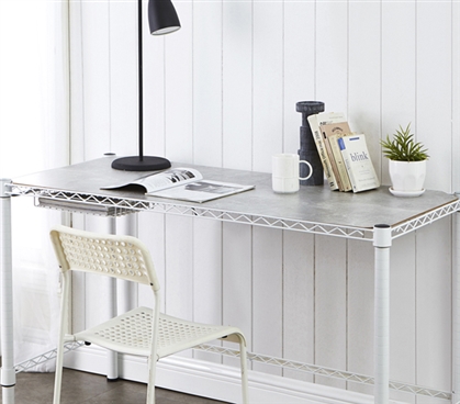 Stylish Marble Gray Wooden Shelf Essential Dorm Shelving for Standard Size Suprima College Desk