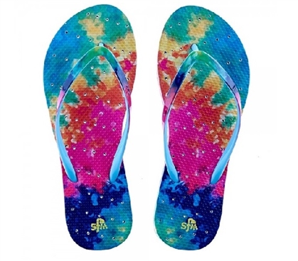 Showaflops - Women's Antimicrobial Shower Sandal - Tie Dye Dorm Essentials Shower Sandals