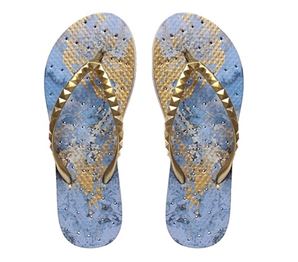 Antimicrobial Dorm Showaflops College Shower Flip Flops Stylish Blue Grotto Design