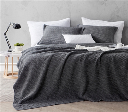 Essential College Bedding Pewter Gray Comfy Softest Stone Washed Extra Long Twin Quilt
