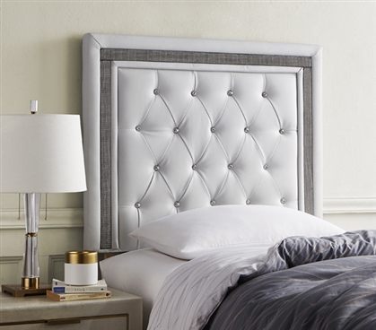 Tavira Allure College Dorm Headboard - Glacier Gray with Black Crystal Border