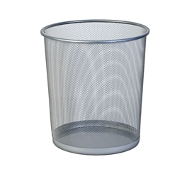 Round Mesh Trash Bin - Silver