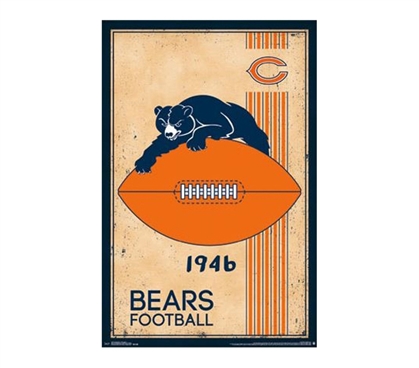 Buy Fun Dorm Stuff - Chicago Bears - Retro Logo 14 Poster - College Wall Decorations