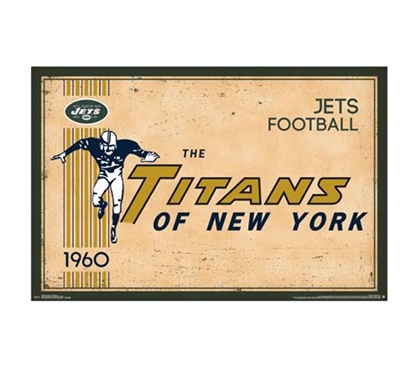 New York Jets (Titans) Throwback 1960 Logo Poster - Dorm Decor