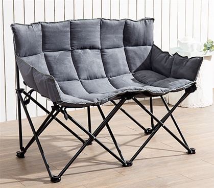 Essential Dorm Room Seating Unique Two-Seater Comfy College Sofa Stylish Alloy Gray Dorm Furniture