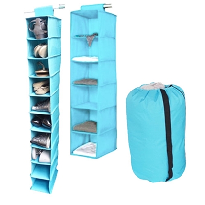 TUSKÂ® 3-Piece College Closet Set - Aqua (Hanging Shoe Version) Dorm Essentials Dorm Storage Solutions Must Have Dorm Items