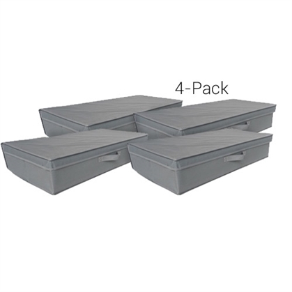TUSKÂ® Underbed Folding Box 4-Pack - Gray Dorm Organizers Dorm Organization Dorm Storage Solutions Under Bed Storage