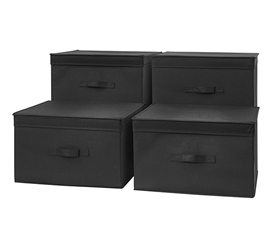 TUSKÂ® Jumbo Storage Box 4-Pack - Black Dorm Room Storage Dorm Necessities