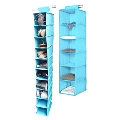 TUSKÂ® 2-Piece College Closet Set - Aqua Dorm Essentials Dorm Storage Solutions Must Have Dorm Items