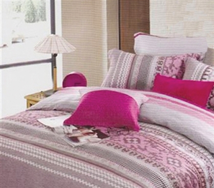 Shantal Pink and Gray TXL Comforter for Dorms