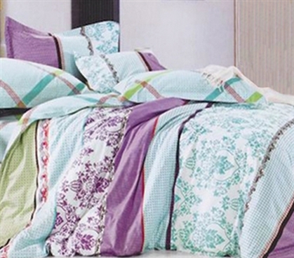 Twin XL Sunset Aqua Designer Extra Long Twin College Comforter Dorm Bedding for Girls