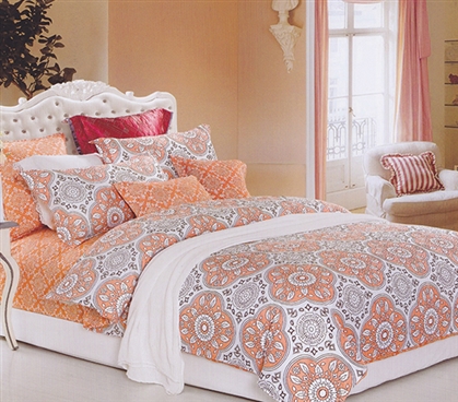 TXL Comforter Extra Long Dorm Bedding for Girls Mandala Peach Twin XL Comforter Set