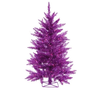 Holiday Dorm Room Decorations 2'x23" Purple Tree with Mini Lights