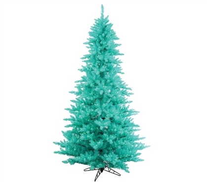 Holiday Dorm Room Decorations 3'x25" Aqua Fir Tree with Aqua Mini Dorm Lights on Aqua Wire