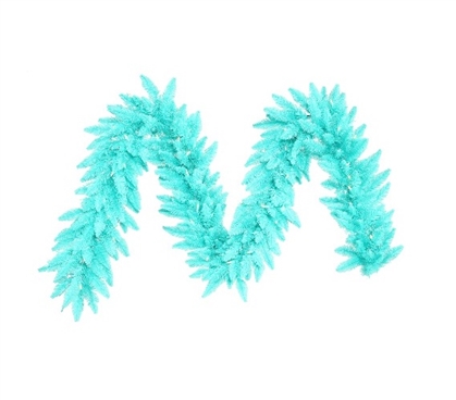 9'x14" Aqua Fir Garland with Aqua Mini Dorm Lights on Aqua Wire Holiday Dorm Room Decorations