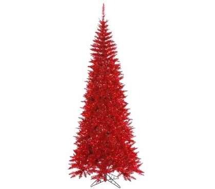 Holiday Dorm Room Decorations 4.5'x24" Tinsel Red Slim Fir Christmas Tree