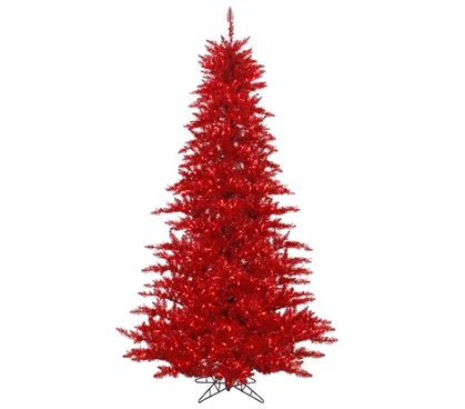 Holiday Dorm Room Decorations 3'x25" Tinsel Red Fir Tree with Red Mini Lights on Red Wire