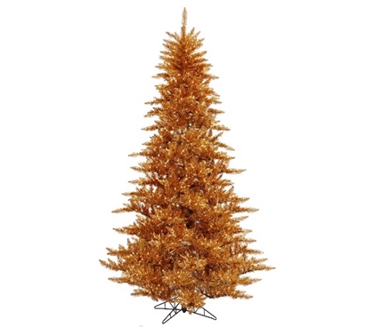 3'x25" Copper Fir Tree with Clear Mini Lights on Yellow Wire Holiday Dorm Room Decorations Christmas Trees