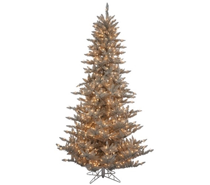 Holiday Dorm Room Decorations 3'x25" Grey Fir Tree with Clear Mini Lights on Grey Wire