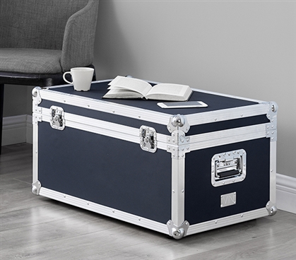 Space Saving Dorm Room Ideas Storage Trunk with Wheels Locking Chest College Footlocker