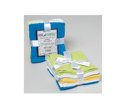 6 Piece 100% Cotton Washcloth Set Dorm Essentials