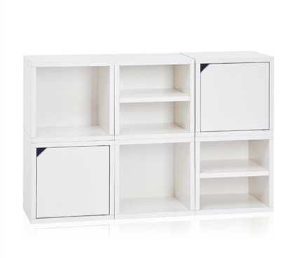 6 Cube Stackable Dorm Storage - White Dorm room organizer