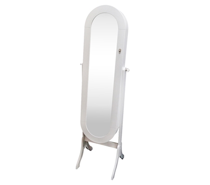 College-Ave Full-Length Mirror Jewelry Stand - Classic White Oval Dorm Organizers