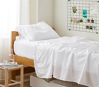 Terra e Pais - Tattered Edgings 100% Cotton Twin XL Sheet Set - White