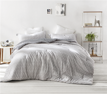 Extra Long Twin Comforter White and Gray Arrow Patterned College Comforter