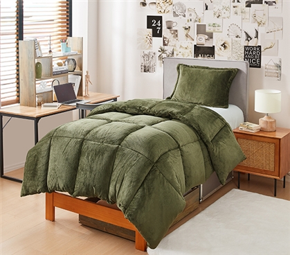 Thicker Than Thick - Coma Inducer Twin XL Comforter - Down Alternative Ultra Plush Filling - Winter Moss