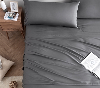 Snorze Cloud Sheet Set - Coma Inducer Ultra Cozy Bamboo - Twin XL in Charcoal