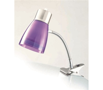 College Supplies Aglow Dorm Clip Lamp - Purple Dorm Items